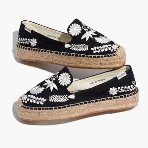 Soludos Blue Espadrilles with White Floral Design